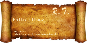 Raits Titusz névjegykártya